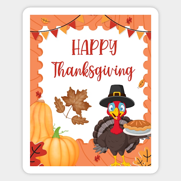 Happy Thanksgiving Turkey Magnet by Athikan